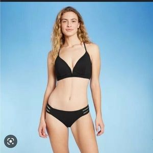 Black Ribbed V Wire Bikini